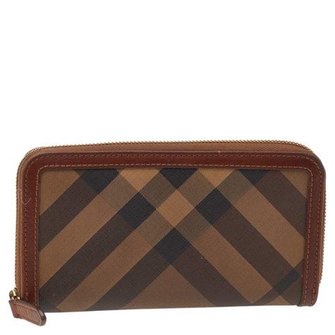 burberry smoked check zip around wallet|Burberry vintage check wallet.